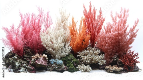 Vibrant Pink Orange Coral Reef Aquarium Decor
