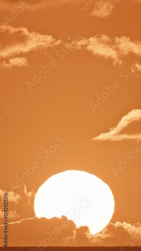 Big Sun Sunset Timelapse Vertical Clouds Orange. Horizon Nature Sky Portrait Video for Social Media Stories Reels and Mobile Content in Tall Upright Format for Engagement