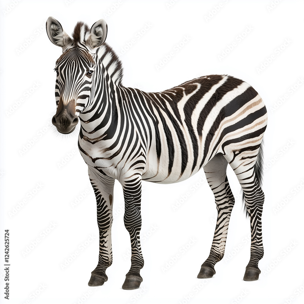 Fototapeta premium Zebra Isolated on White Background 