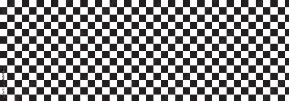 Black and white chess pattern. Checkerboard seamless vector illustration. Abstract checkered checkerboard for game. Grid geometric rectangle shape. Race flag. Retro mosaic floor 