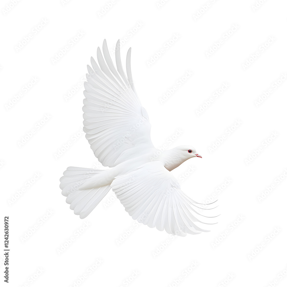 Obraz premium Elegant White Bird in Flight with Outstretched Wings and Graceful Movement