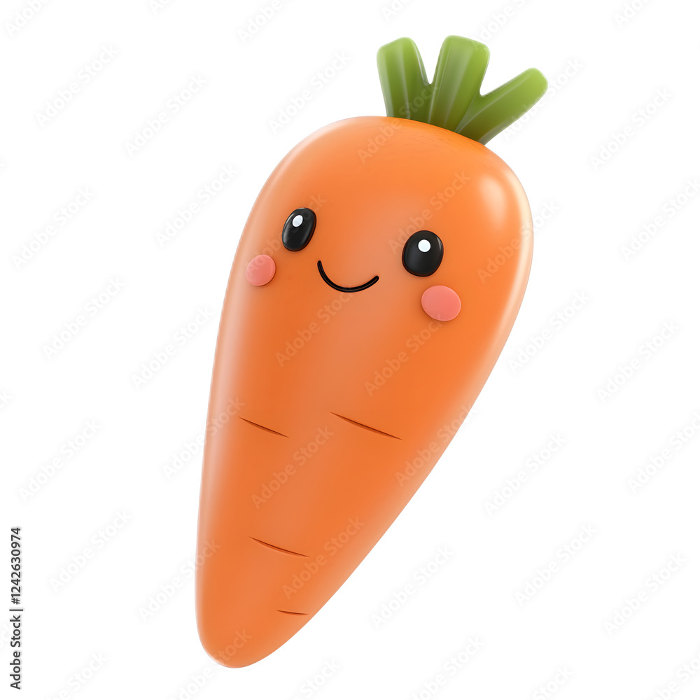 Cheerful 3D Rendered Carrot Character with Transparent Background Cheerful 3D Rendered Carrot Character with Transparent Background