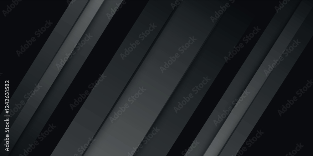 Black abstract background. Elegant dark diagonal shape elements. Modern luxury grey gradient graphic design. Black abstract background. Elegant dark diagonal shape elements. Modern luxury grey gradient graphic design.