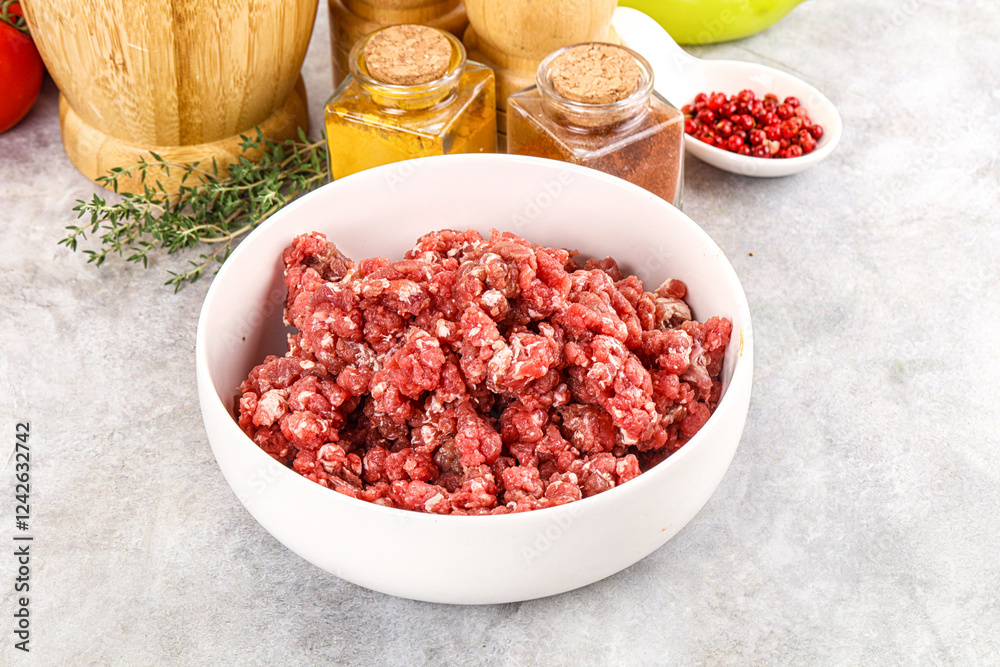 Raw beef minced meat for cooking Raw beef minced meat for cooking