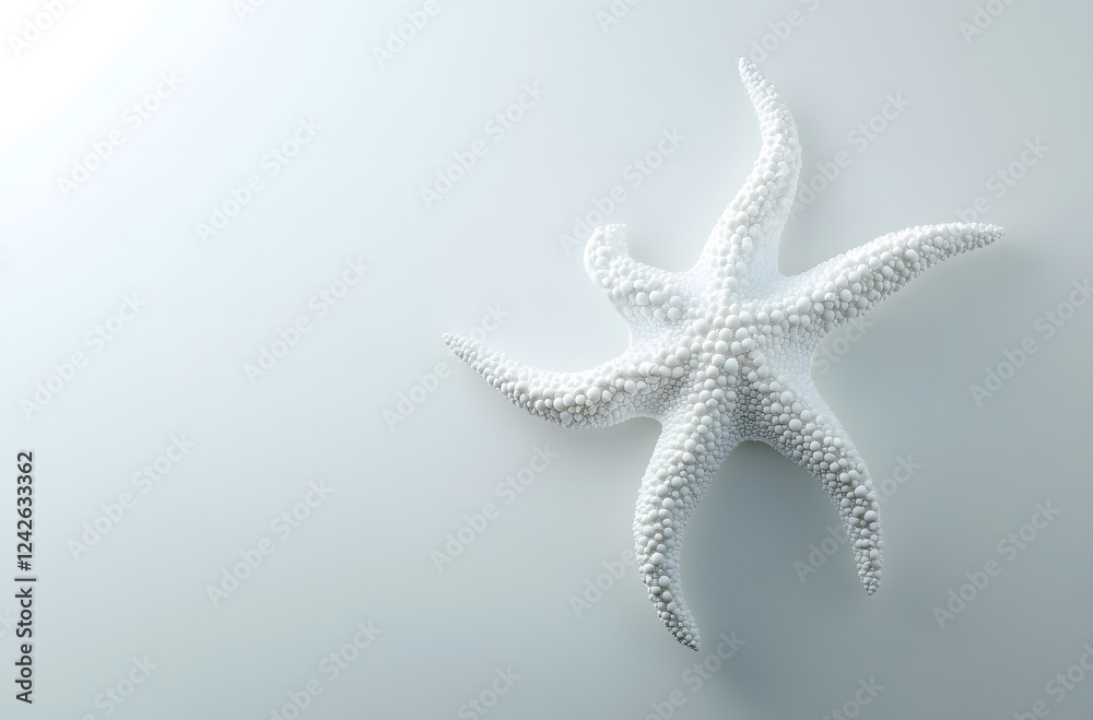 White Starfish with Textured Surface on White Background White Starfish with Textured Surface on White Background