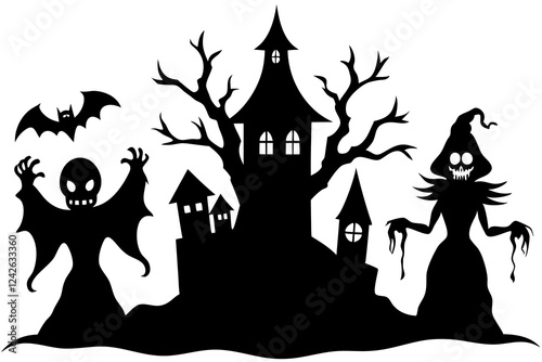 Spooky Silhouettes Collection – Halloween Vector Illustration Set