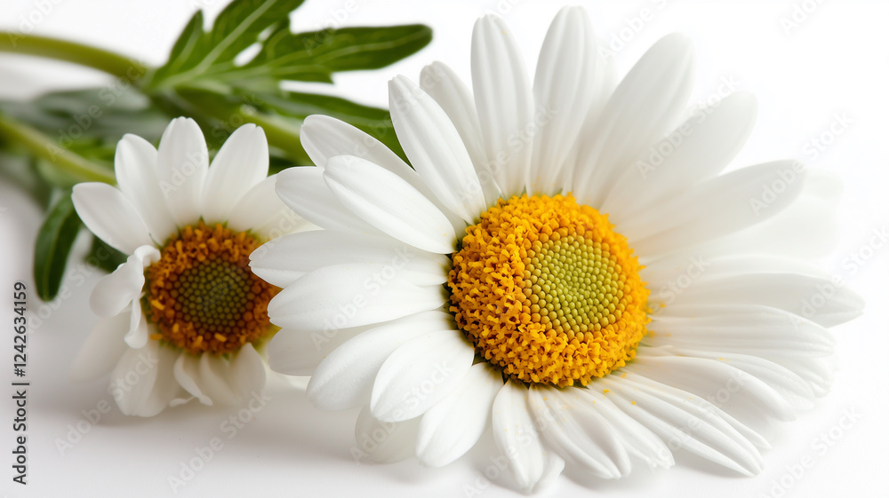 Fototapeta premium White Daisy. Simple, Isolated on White Background