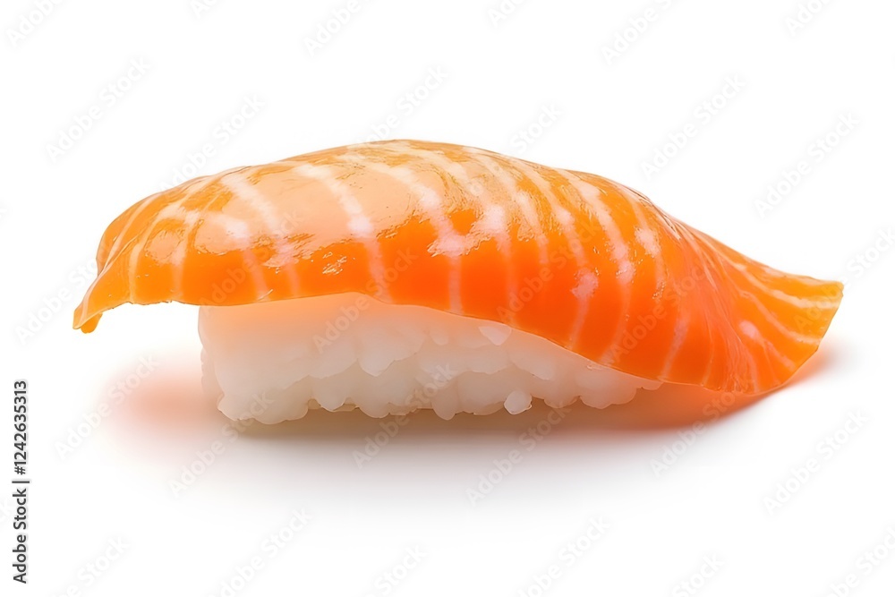 Fresh salmon sushi nigiri isolated on a white background Fresh salmon sushi nigiri isolated on a white background