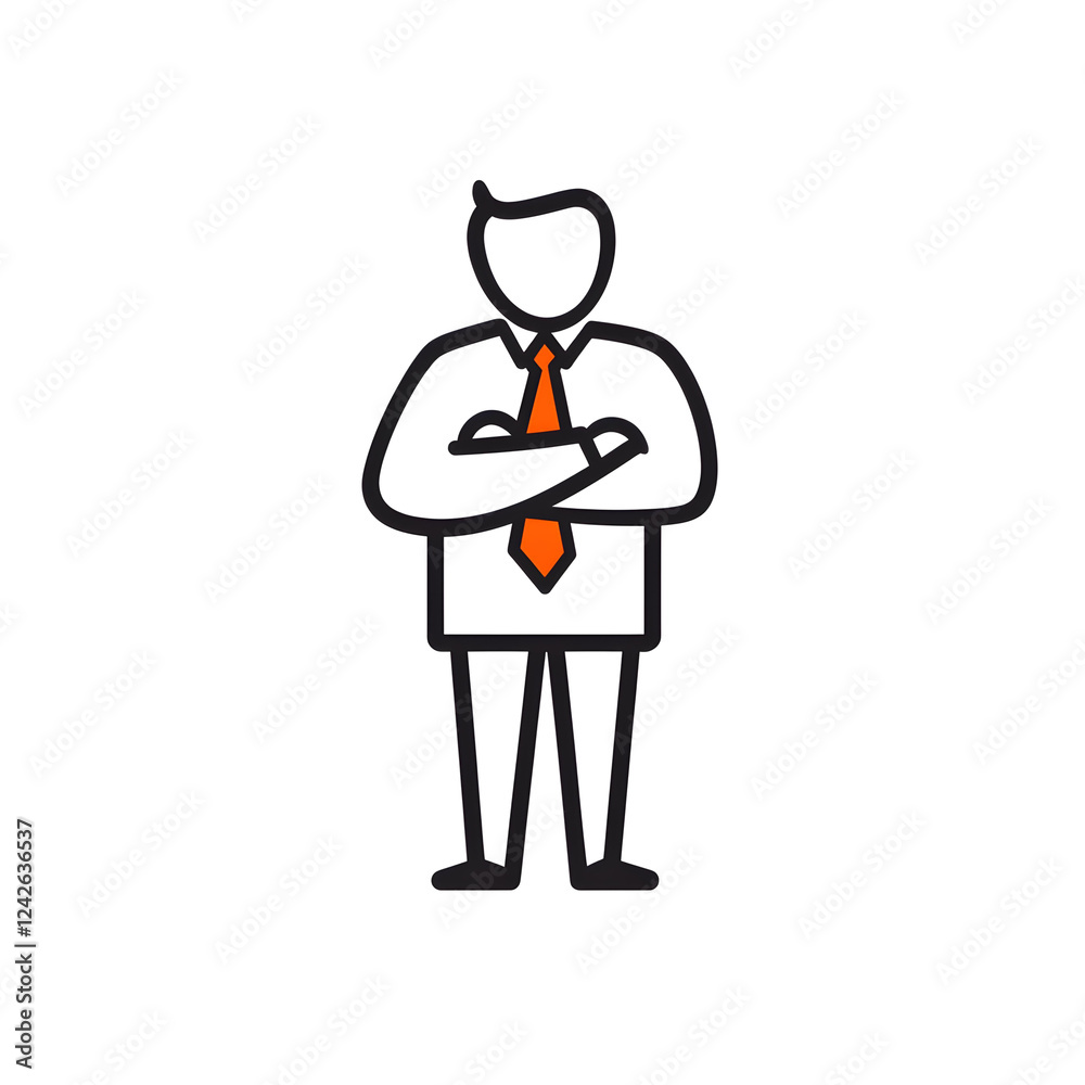 Professional Male Figure with Orange Tie in Formal Attire Professional Male Figure with Orange Tie in Formal Attire