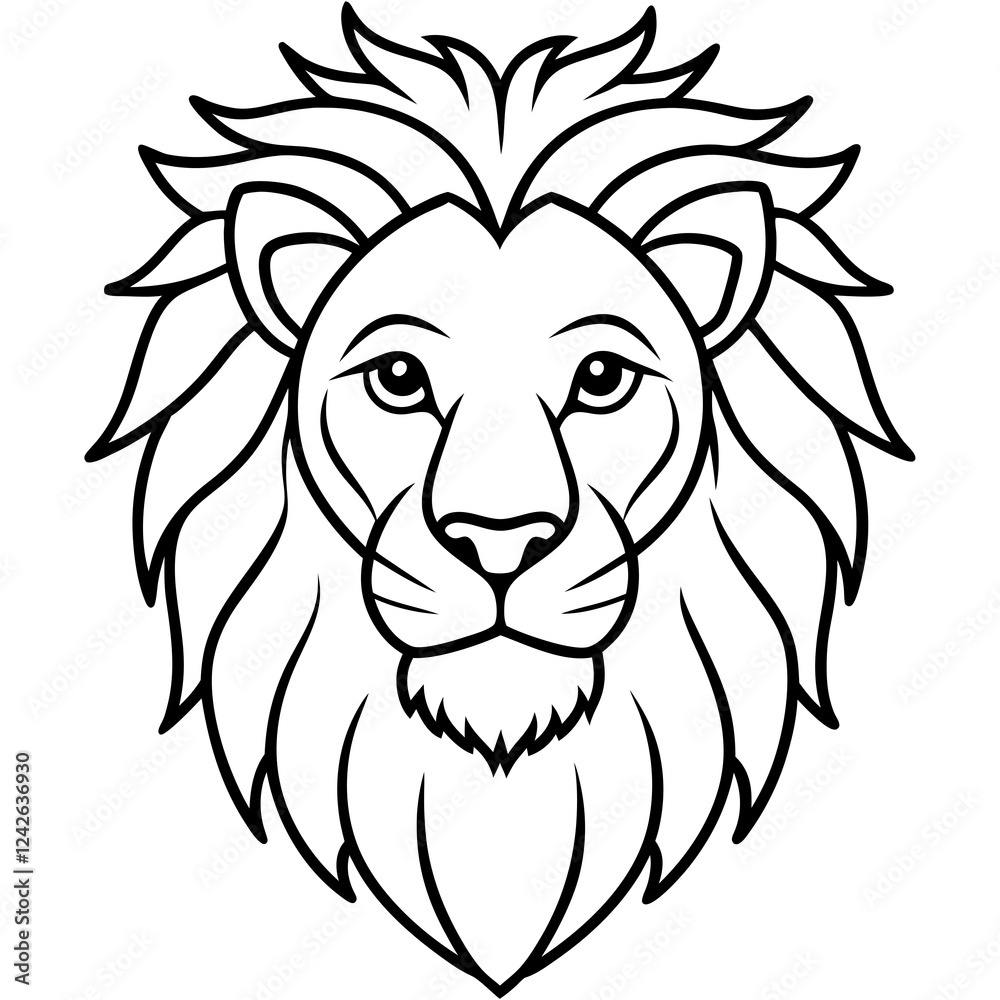 One-Line Lion Head Vector Design One-Line Lion Head Vector Design