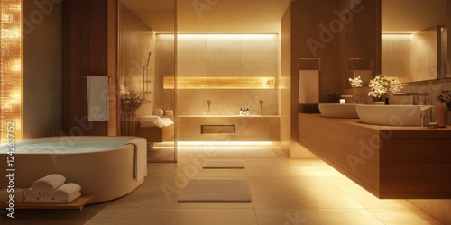 Luxurious Modern Bathroom Design With Warm Lighting photo