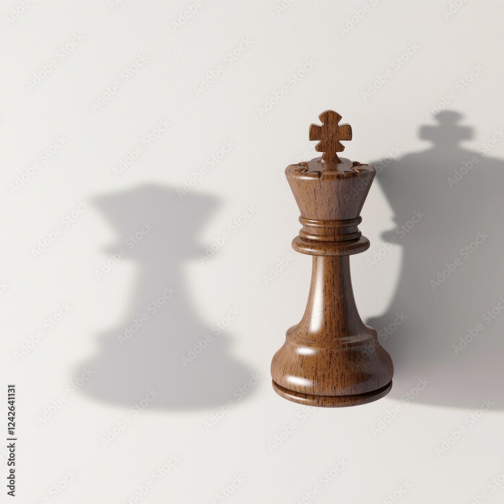 Queen chess piece casting shadow on white surface artistic capture Queen chess piece casting shadow on white surface artistic capture