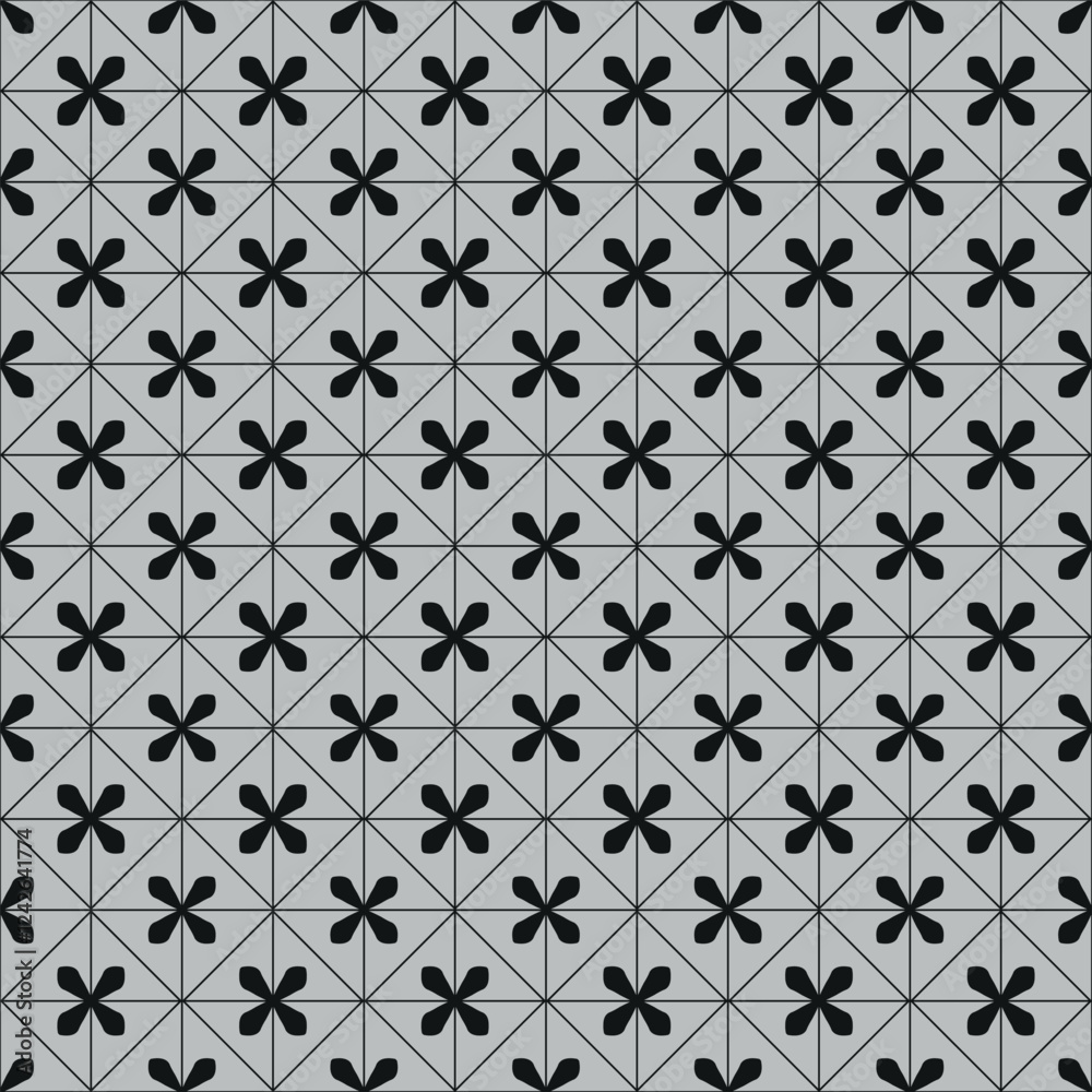 Fototapeta premium Geometric Black and Gray Seamless Pattern