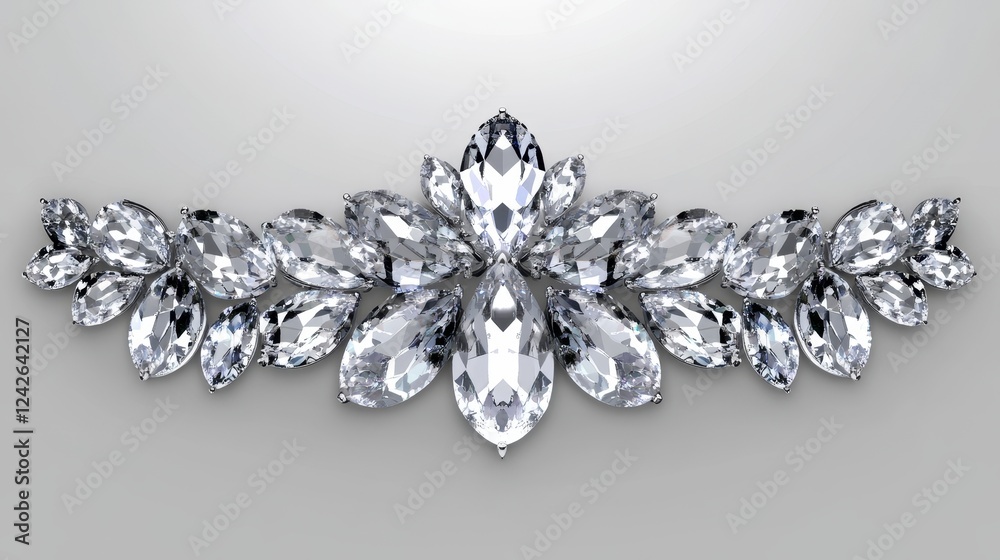 Fototapeta premium Sparkling Diamond Floral Ornament Design Jewel