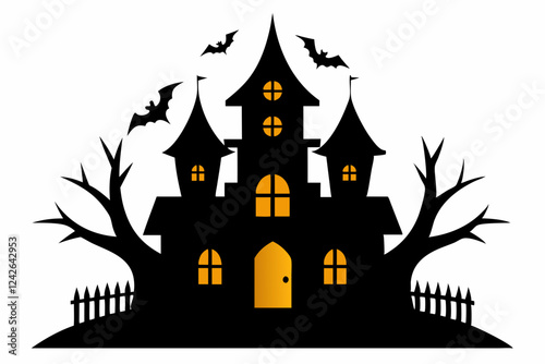 Haunted House – Spooky Vector Illustration & Line Art Set