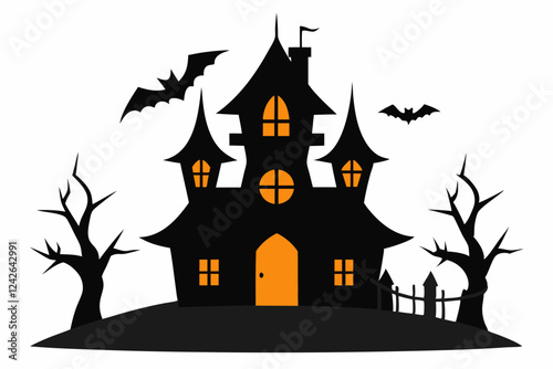 Haunted House – Spooky Vector Illustration & Line Art Set