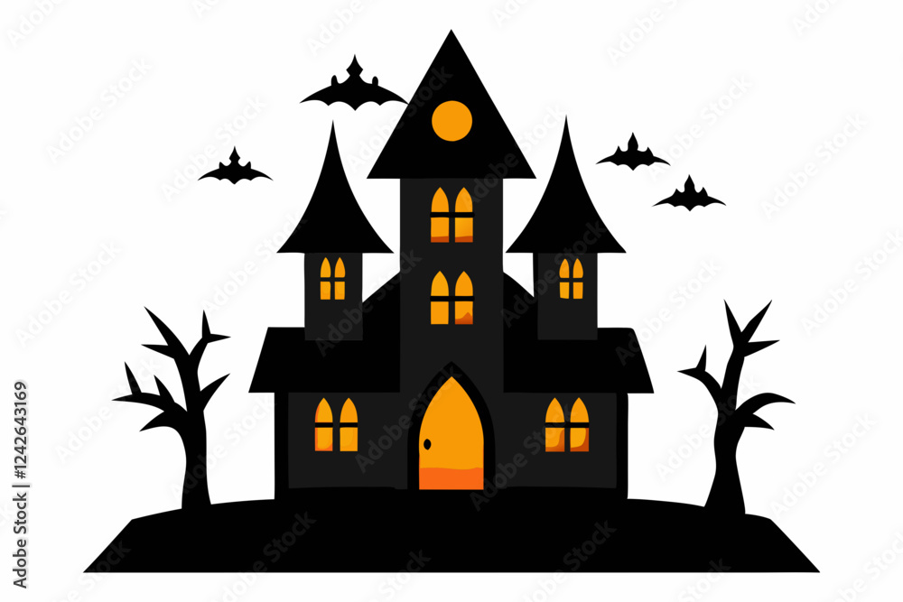Haunted House – Spooky Vector Illustration & Line Art Set Haunted House – Spooky Vector Illustration & Line Art Set
