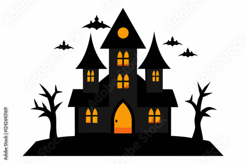 Haunted House – Spooky Vector Illustration & Line Art Set
