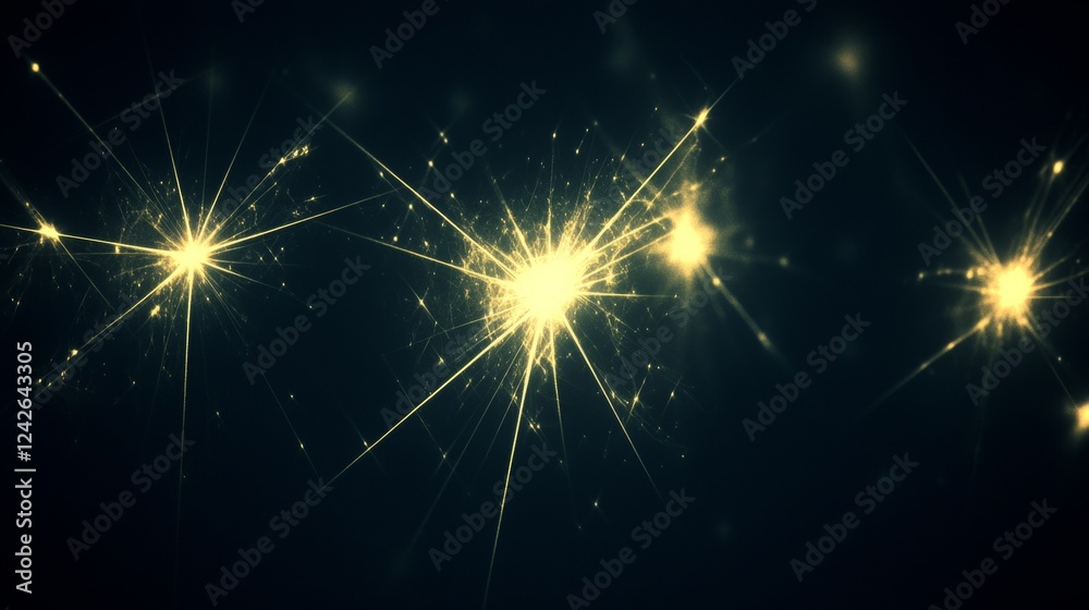 Fototapeta premium Sparkling Fireworks Display on Dark Background