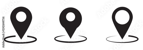 Location icon set, Map pin place marker. location pointer icon symbol in flat style. Red Location pin icon, Navigation sign