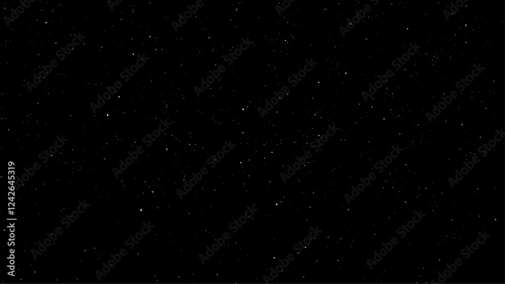 Fototapeta premium Chaotic white bokeh on a black background, light spots texture, abstraction, falling snow. 