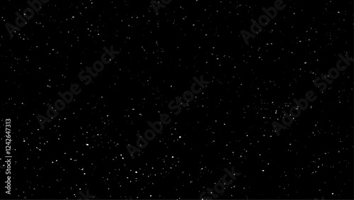 Star dust particles on black background. Starry night sky. Galaxy space background. Glowing stars in space. Night sky with plenty stars. Christmas, New Year and all celebration backgrounds concepts.