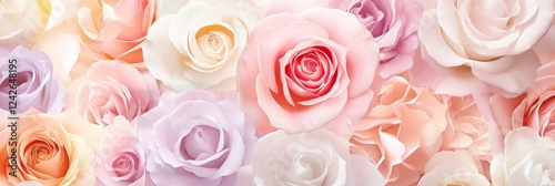 Pastel Roses Wallpaper: A Bouquet of Serenity - Soft pastel roses, symbolizing love, beauty, peace, romance, and tranquility. A delicate and dreamy floral image perfect for a relaxing atmosphere.