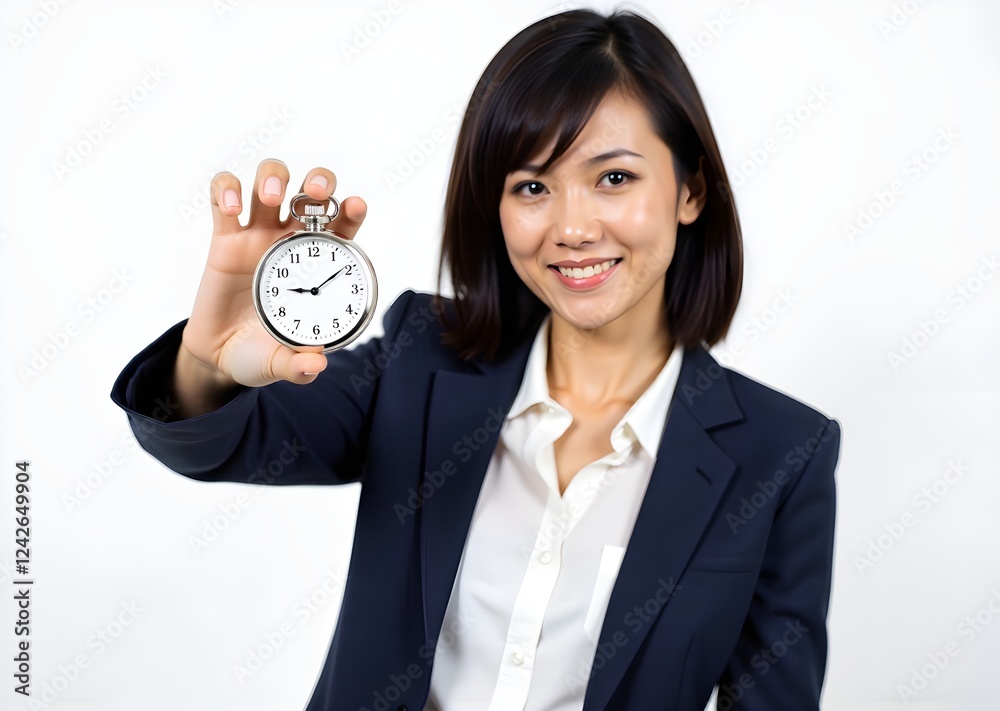 a Businesswoman holding a stopwatch. isolated on white background. a Businesswoman holding a stopwatch. isolated on white background.