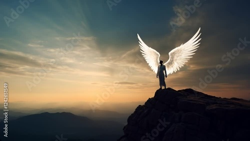 archangel gabriel standing on the mountain