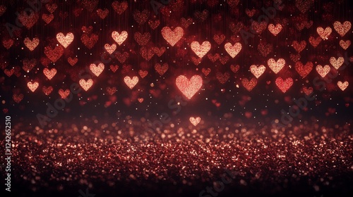 Sparkling Red Hearts Glitter Valentine Background photo