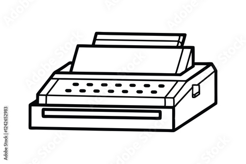 Dot matrix printer line art vector illustration3.eps