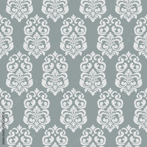 Hand drawing Damask victorion Vintage Seamless textile pattern with decorative flowers photo