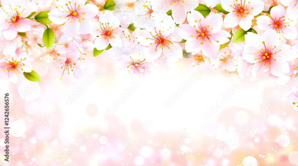 Fototapeta premium Spring Blossom Floral Background Design Pastel Pink White