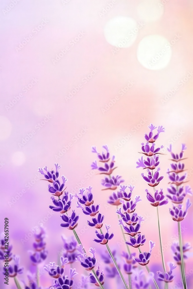 Naklejka premium Lavender Blooms Against Soft Pastel Background