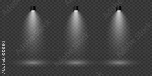 Scene with bright white light. Spotlight effect of light and podium. 