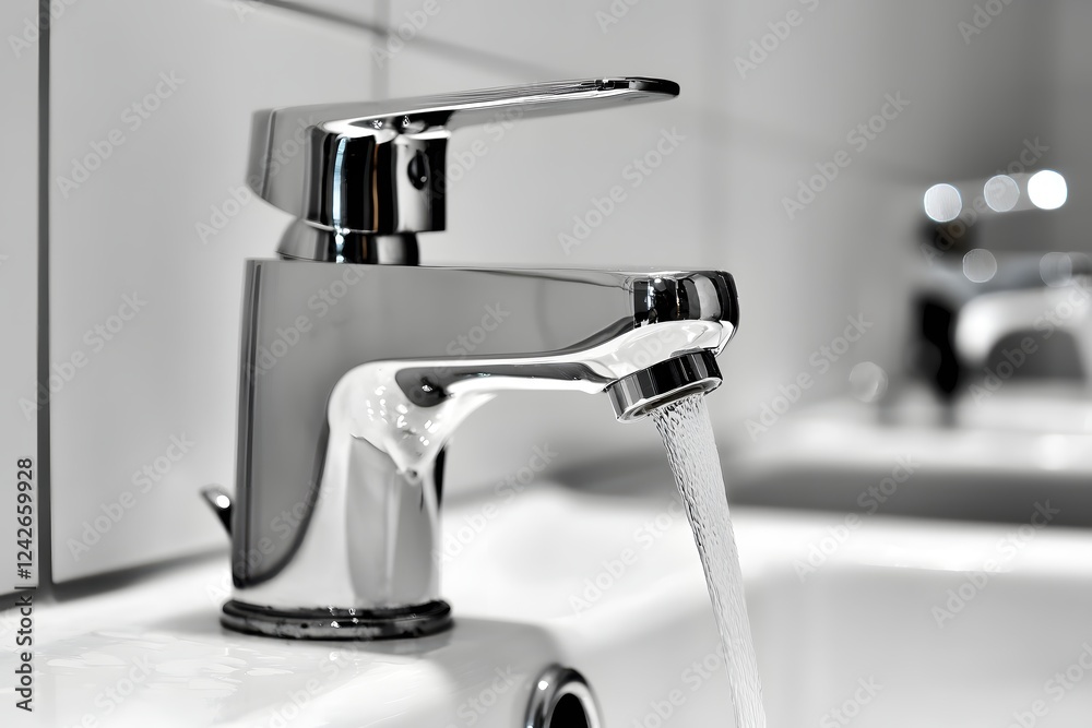 Modern Chrome Faucet Water Flowing Clean Design Bathroom Sink Modern Chrome Faucet Water Flowing Clean Design Bathroom Sink
