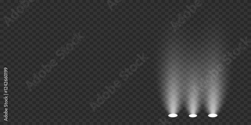 White light spotlights, stage light. Vector illustrator