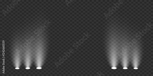 White light spotlights, stage light. Vector illustrator