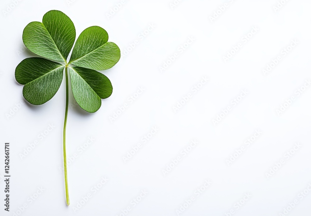 Four-leaf clover, white background, copy space, St. Patrick's Day Four-leaf clover, white background, copy space, St. Patrick's Day