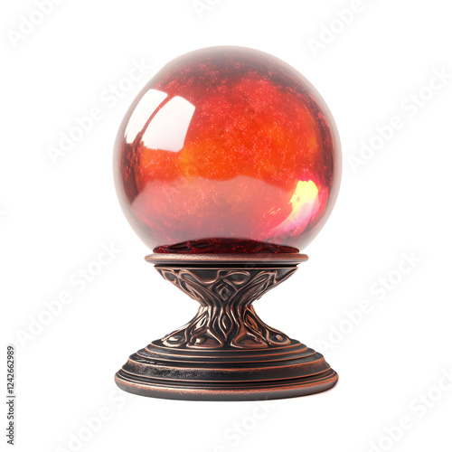 Glowing Crystal Ball on Ornate Metal Stand Mystic Orb for Divination and Clairvoyance
