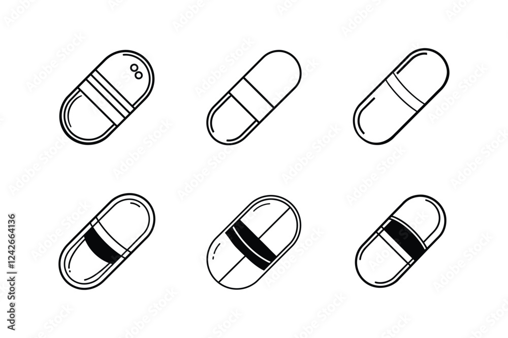 capsule line art vector illustration capsule line art vector illustration