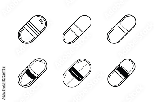 capsule line art vector illustration