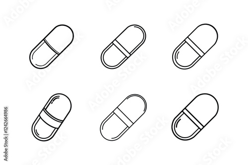 capsule icon line art vector illustration