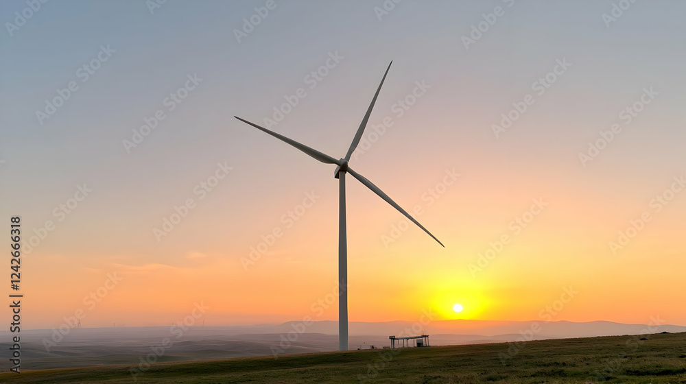 Sunrise over wind turbine farm Sunrise over wind turbine farm