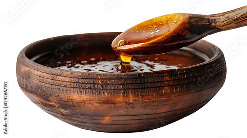 Fresh molasses in a bowl on a white or transparent background