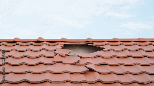 Roof Damage: A close-up vie...