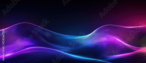 Wallpaper Mural Abstract waves of vibrant blue and purple light flow gracefully against a dark background, creating a mesmerizing digital landscape. Torontodigital.ca