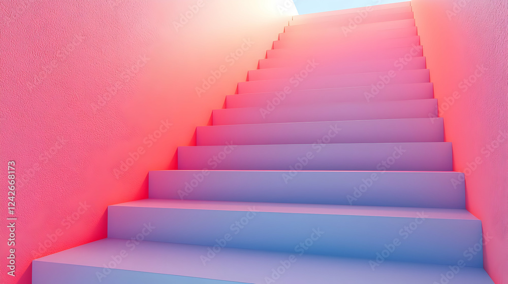 Ascend Colorful Steps to Success, Achieving Dreams with Gradient Hues Ascend Colorful Steps to Success, Achieving Dreams with Gradient Hues