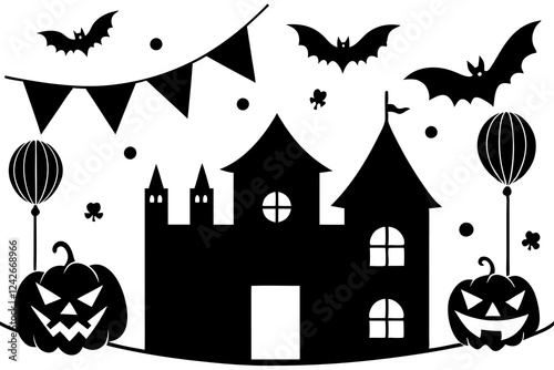 Halloween Party Vector Set – Spooky Line Art & Illustration