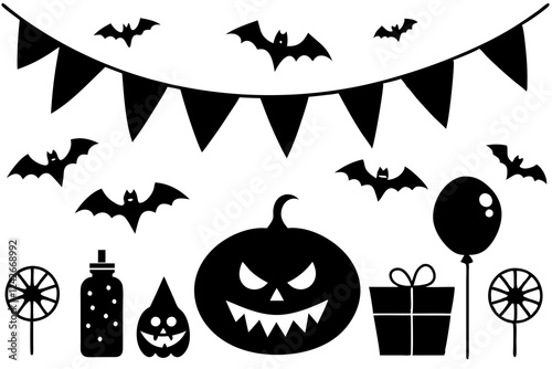 Halloween Party Vector Set – Spooky Line Art & Illustration